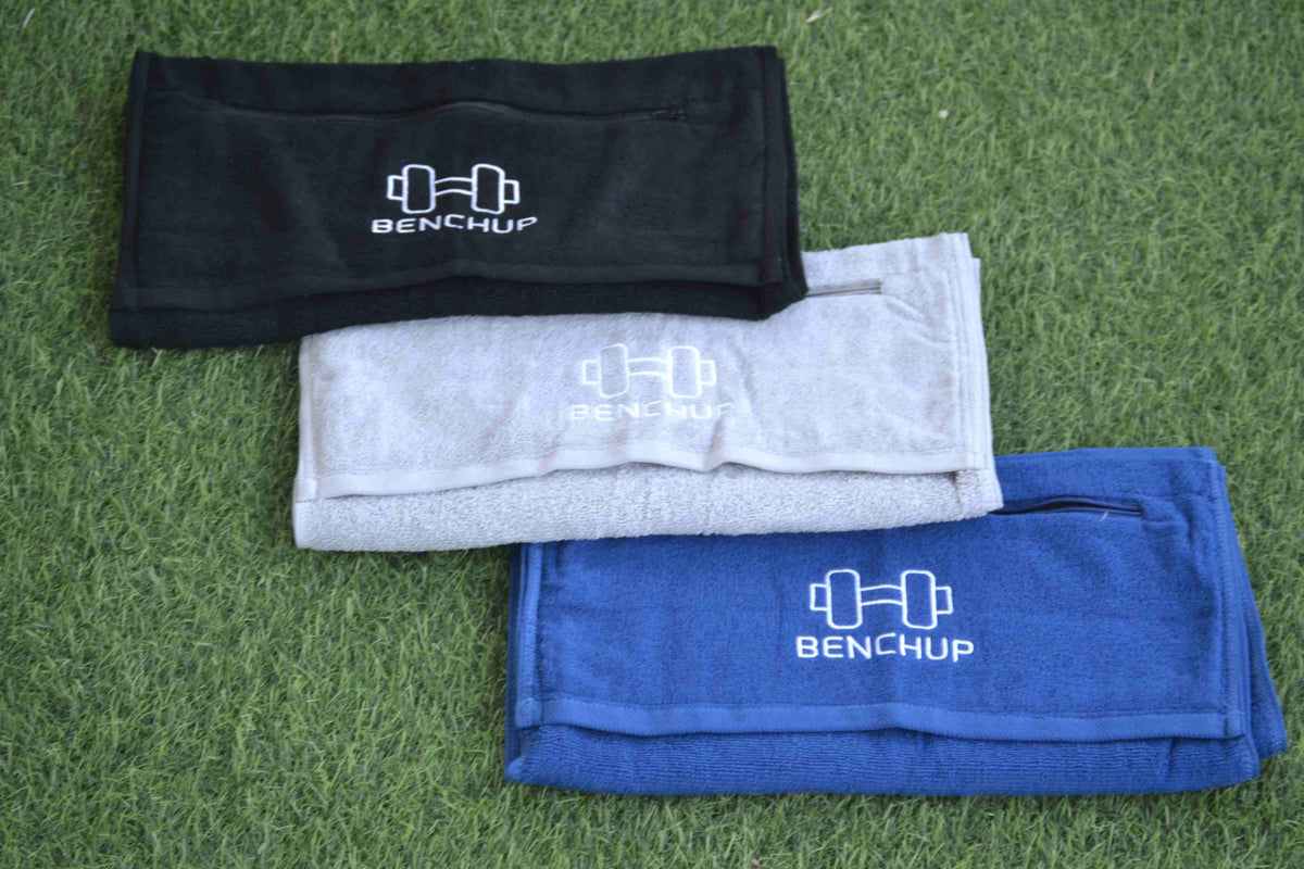 BenchUp Cotton Gym Towel with Zipper Pocket